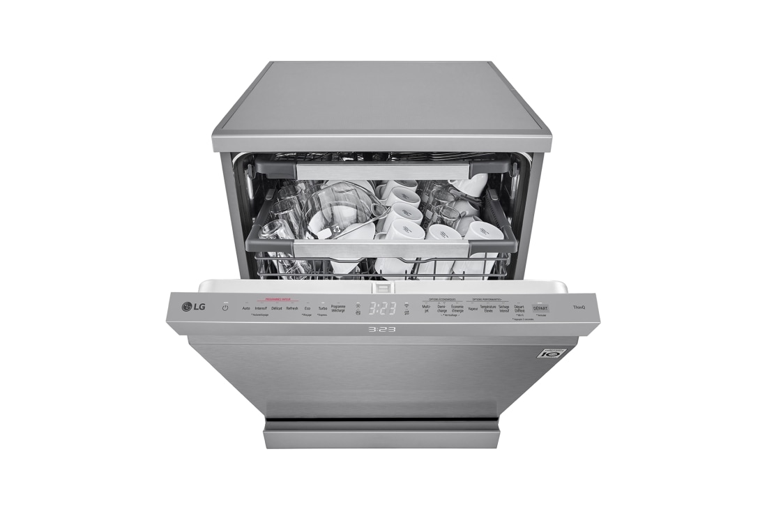 LG Voľne stojaca parná umývačka riadu LG| A | 14 súprav riadu QuadWash™ | Strieborná prime, Front View semi open, DF587HVS, thumbnail 4