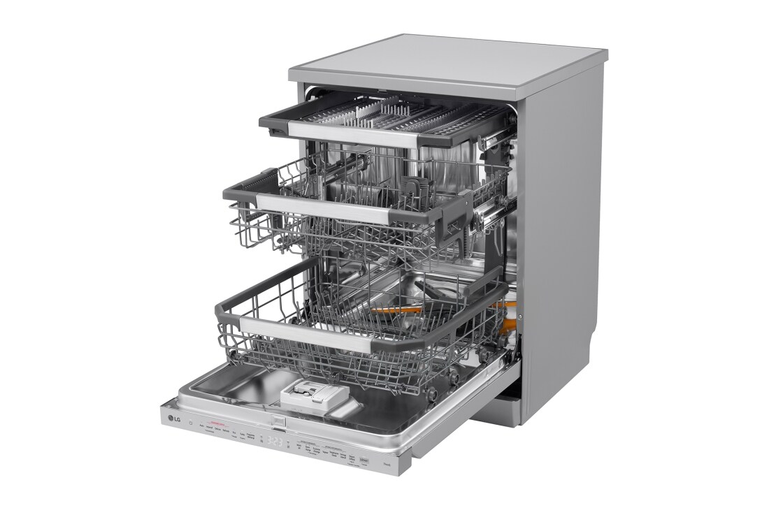 LG Voľne stojaca parná umývačka riadu LG| A | 14 súprav riadu QuadWash™ | Strieborná prime, Right View open, DF587HVS, thumbnail 10