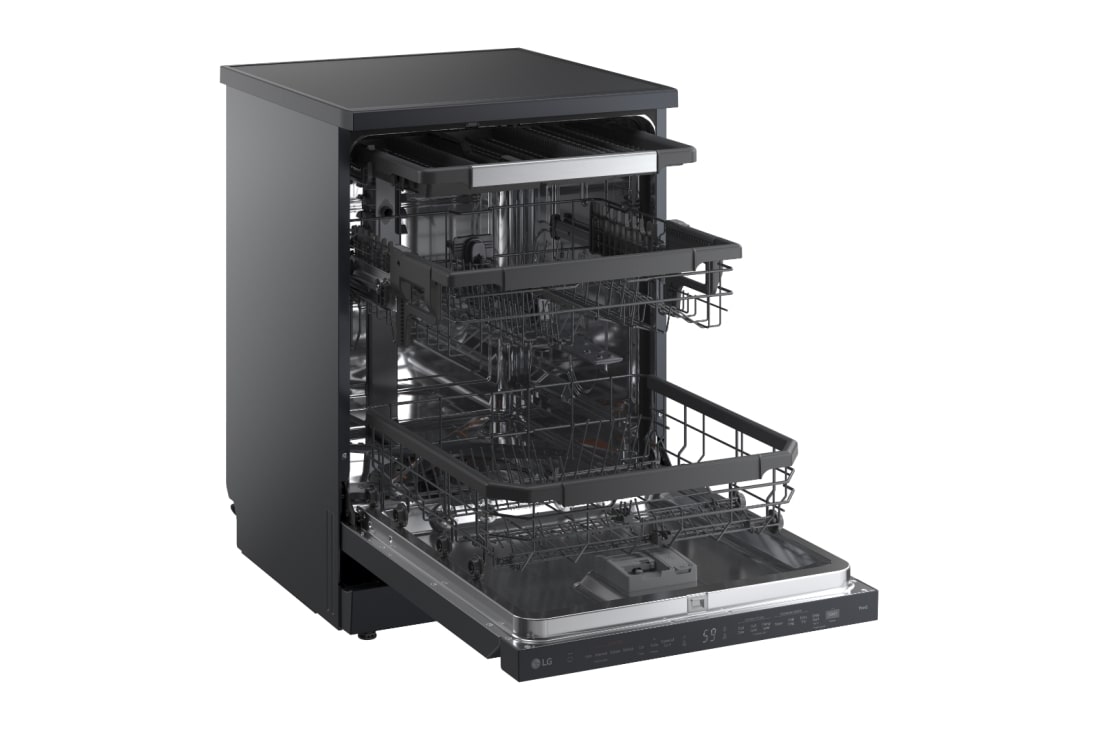 LG Voľne stojaca parná umývačka riadu LG| A | 14 súprav riadu QuadWash™ | Čierna/šedá, DF375HMS, thumbnail 9