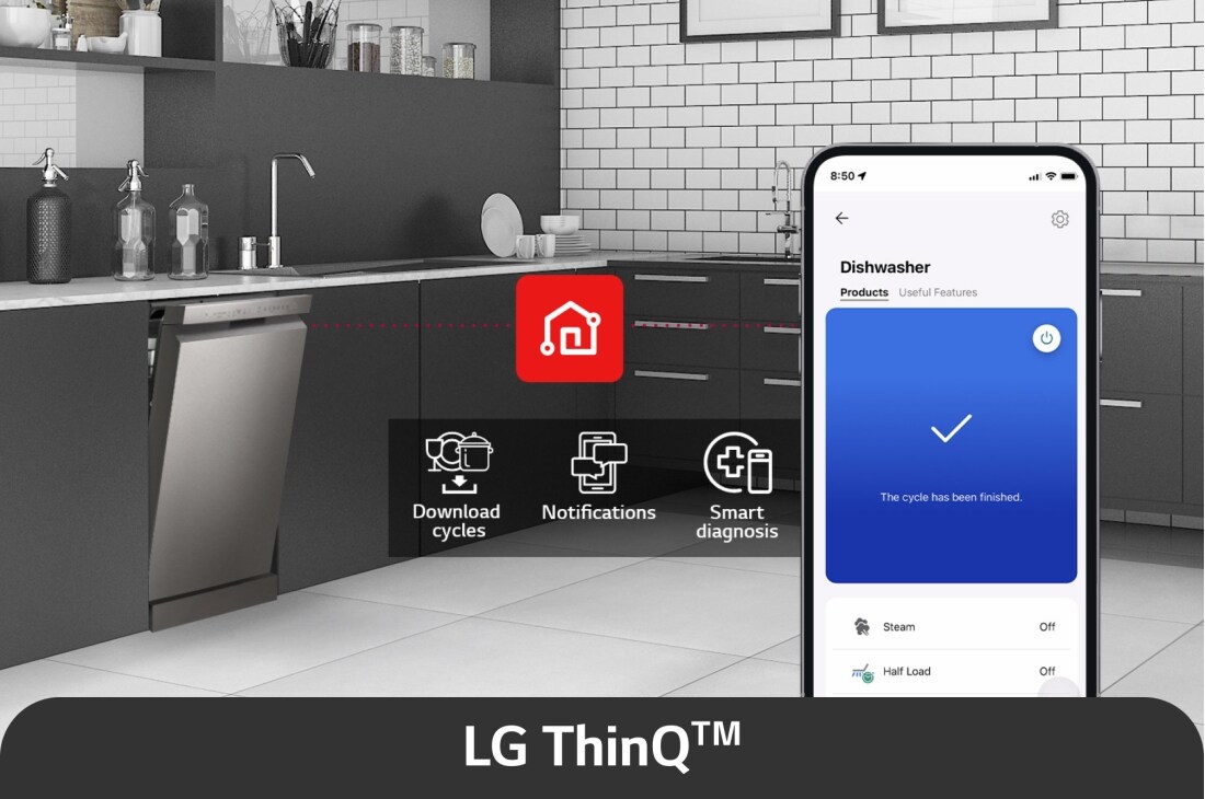 LG Voľne stojaca umývačka riadu LG | C | 14 súprav riadu | QuadWash™ | Strieborná, DF355FV, thumbnail 4