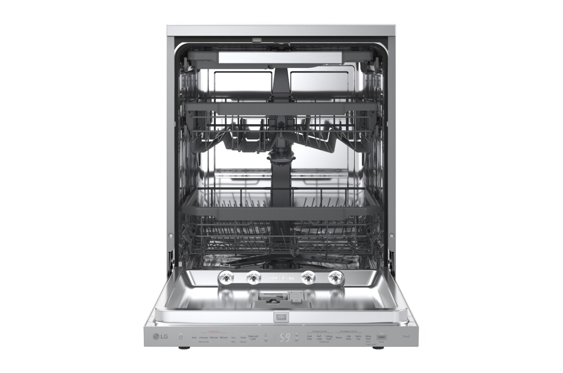 LG Voľne stojaca parná umývačka riadu LG| A | 14 súprav riadu QuadWash™ | Strieborná, front open view, DF975HVS, thumbnail 2