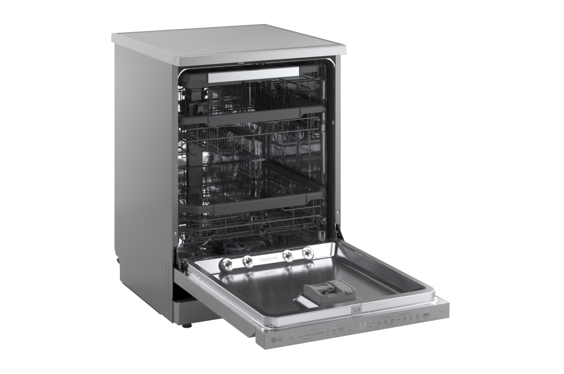 LG Voľne stojaca parná umývačka riadu LG| A | 14 súprav riadu QuadWash™ | Strieborná, right open view, DF975HVS, thumbnail 7