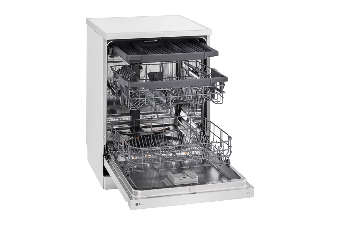 LG Voľne stojaca parná umývačka riadu LG | A | Inverter Direct Drive™ motor | True Steam™, right side open with utensils stored, DF273FWS, thumbnail 8