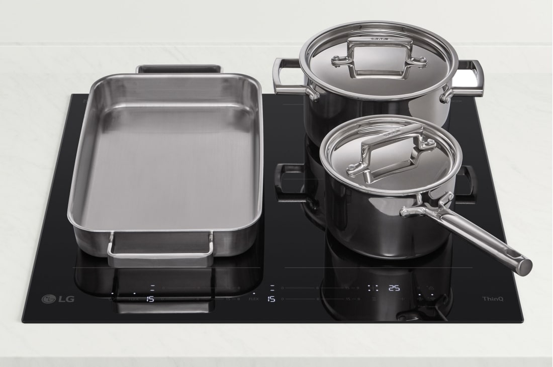 LG Vstavaná indukčná doska 60cm, Čierna, 2x Flexi zóny, ThinQ™, CBIZ2437B, thumbnail 6