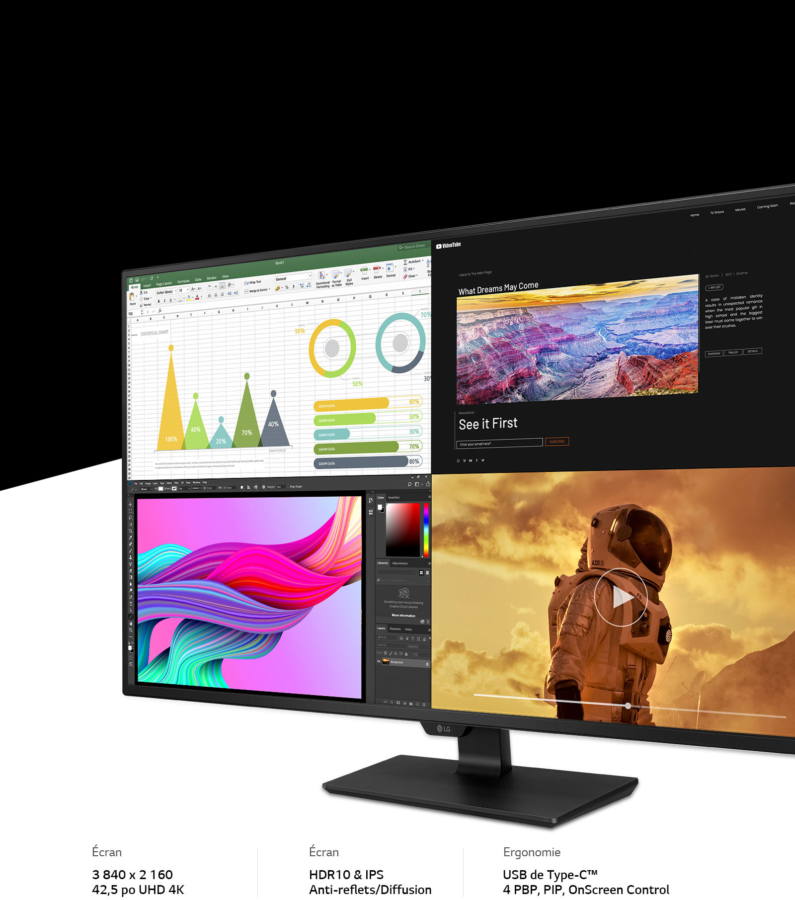 Énorme écran 4K adapté pour une utilisation mixte