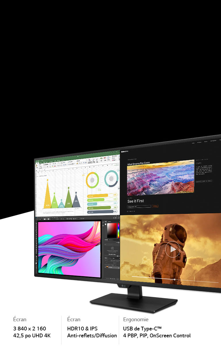 Énorme écran 4K adapté pour une utilisation mixte