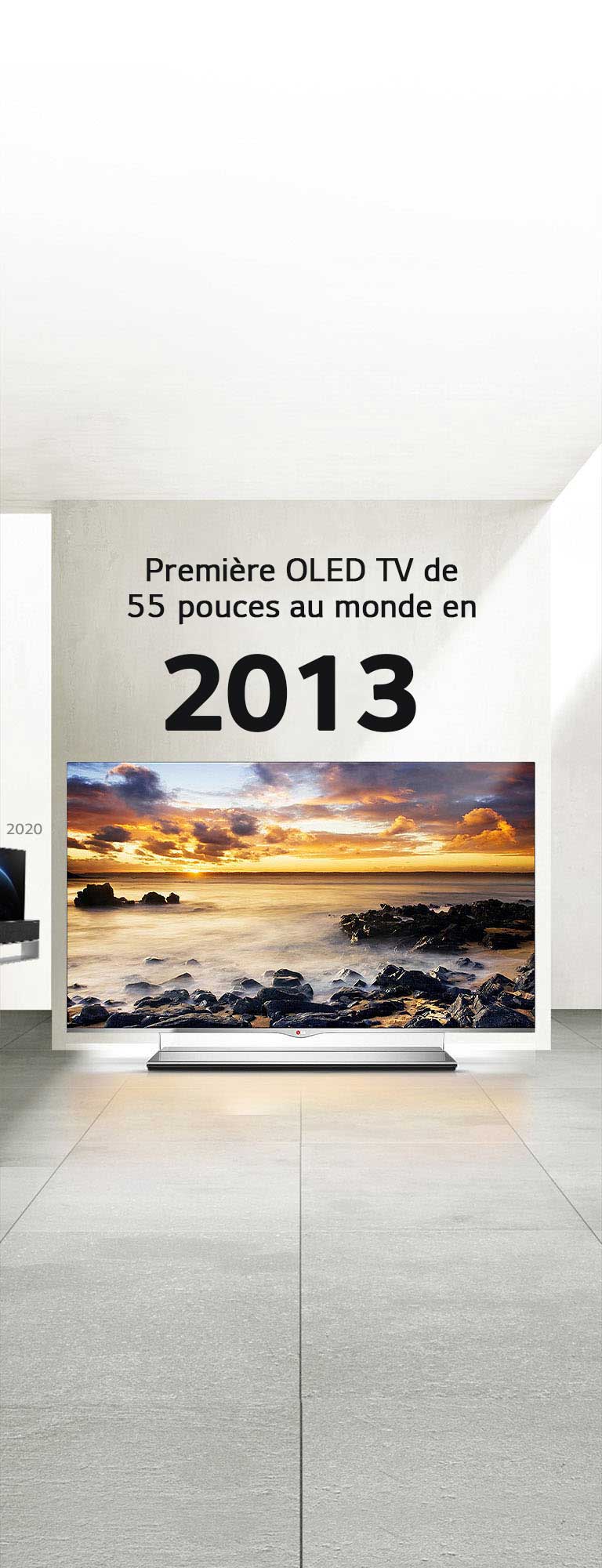 LG TV. Le titre indique : Première OLED TV de 55 pouces au monde en 2013.