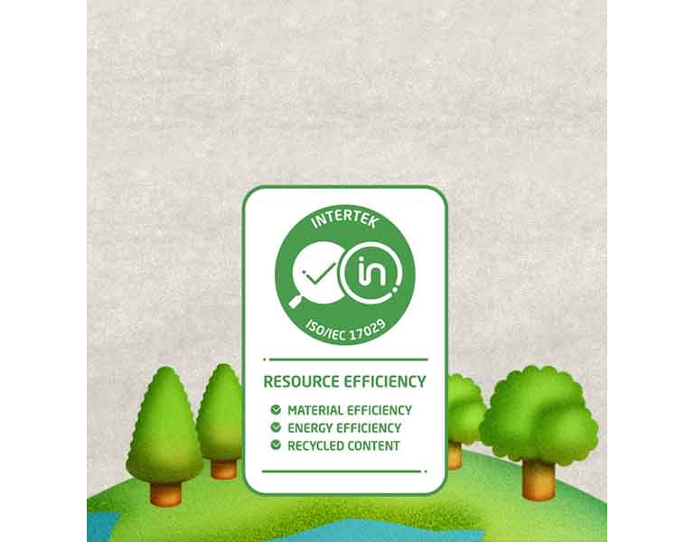 Marque de certification pour l’efficacité des ressources par Intertek.