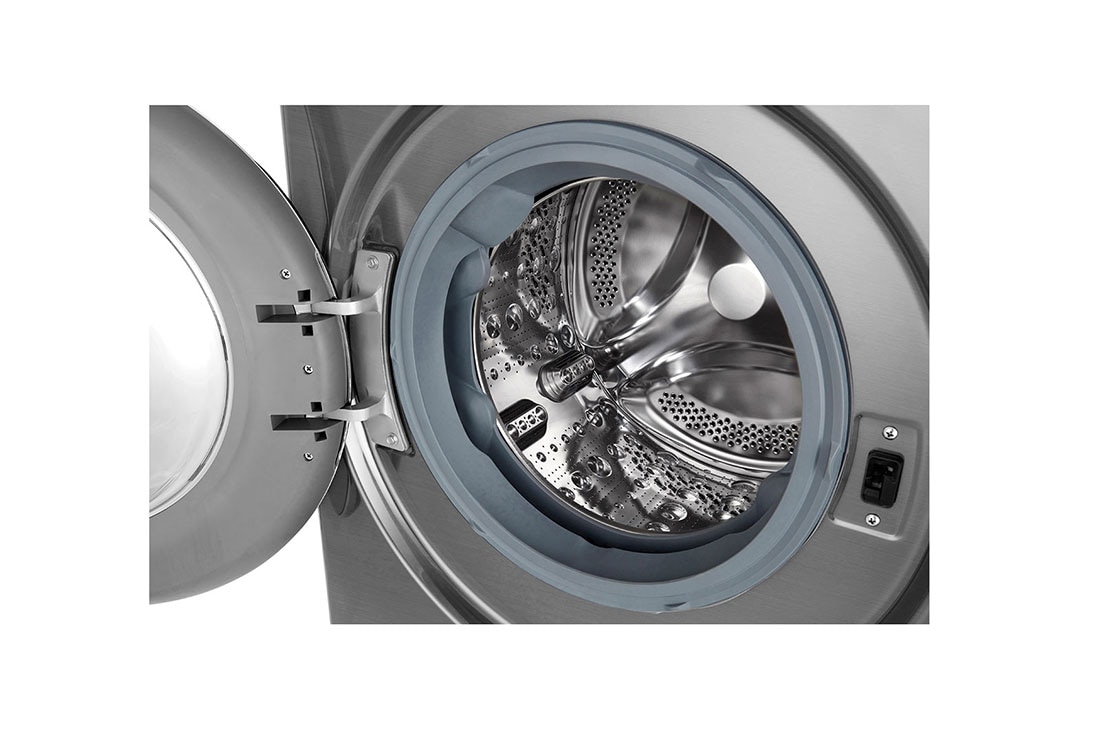 LG Machine à laver 7kg avec moteur Inverter Direct Drive 6 motions chargement frontal, couleur argent, Vue du tambour, FH2J3QDNG5P, thumbnail 3