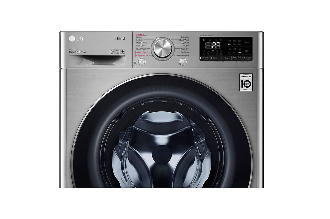 LG Machine à laver 7kg avec moteur Inverter Direct Drive 6 motions chargement frontal, couleur argent, montrer, FH2J3QDNG5P, thumbnail 4