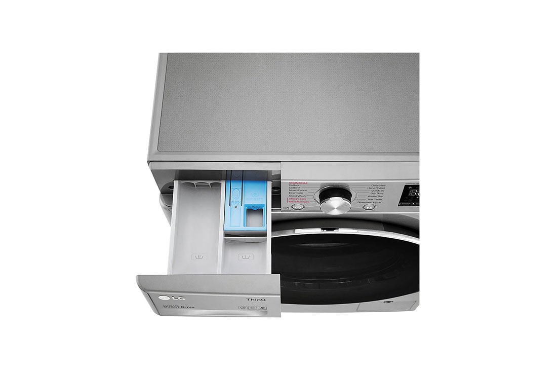 LG Machine à laver 7kg avec moteur Inverter Direct Drive 6 motions chargement frontal, couleur argent, Boîte à détergent vue de dessus, FH2J3QDNG5P, thumbnail 6