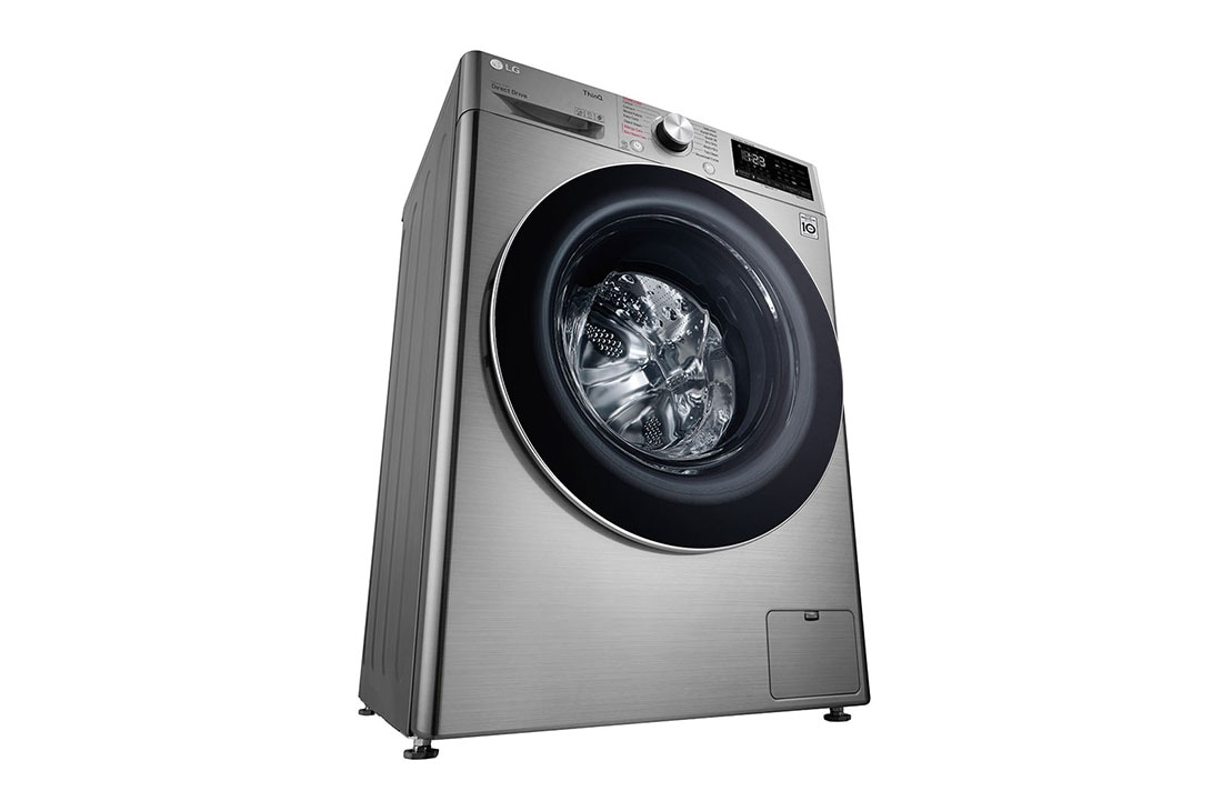 LG Machine à laver 7kg avec moteur Inverter Direct Drive 6 motions chargement frontal, couleur argent, Vue prospective gauche, FH2J3QDNG5P, thumbnail 10