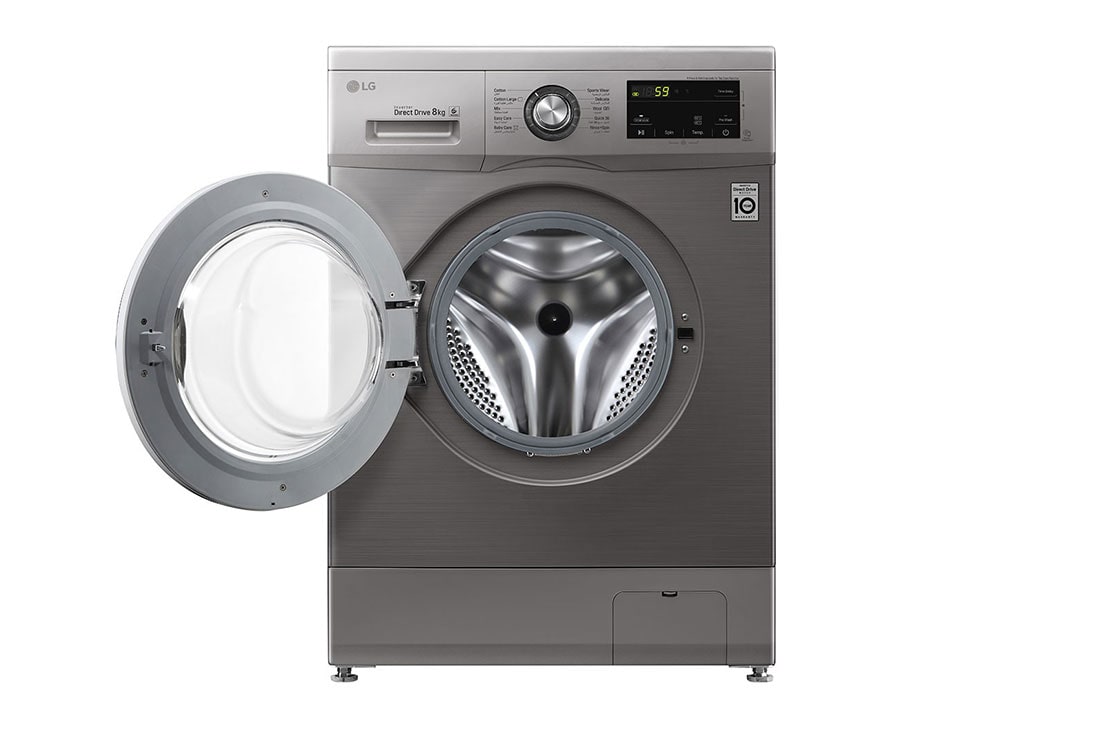 LG Lave Linge a chargement frontal I 8kg I Moteur Inverter Direct Drive I A+++, Vue de face avec porte ouverte, FH2J3TNG5P, thumbnail 2