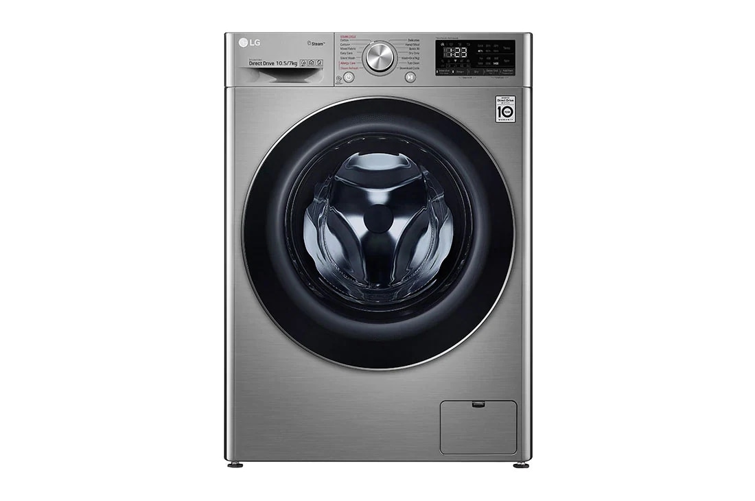 LG Lave-linge et Sèche-linge | 10,5 / 7 Kg| Capacité plus grande | AI DD | Steam | ThinQ, front view, F4V5RGP2T