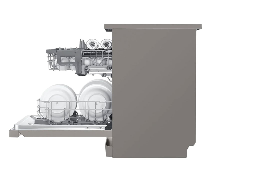 LG Lave-vaisselle LG QuadWash™, 14 couverts, EasyRack™ Plus, Moteur Inverter Direct Drive, ThinQ, DFB512FP Side open view, DFB512FP, thumbnail 11