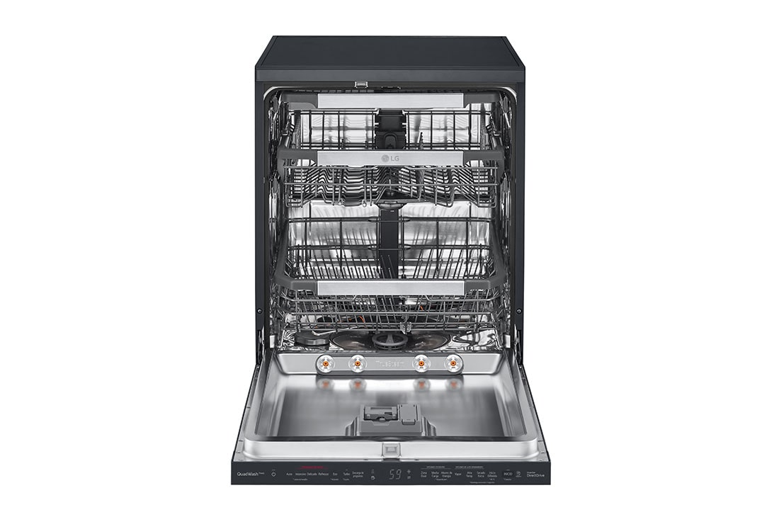 LG Lave-vaisselle LG QuadWash™ Steam, Noir pour 14 personnes, Front view open door, DFC335HM, thumbnail 2