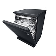 LG Lave-vaisselle LG QuadWash™ Steam, Noir pour 14 personnes, Left side view open door with plates, DFC335HM, thumbnail 6