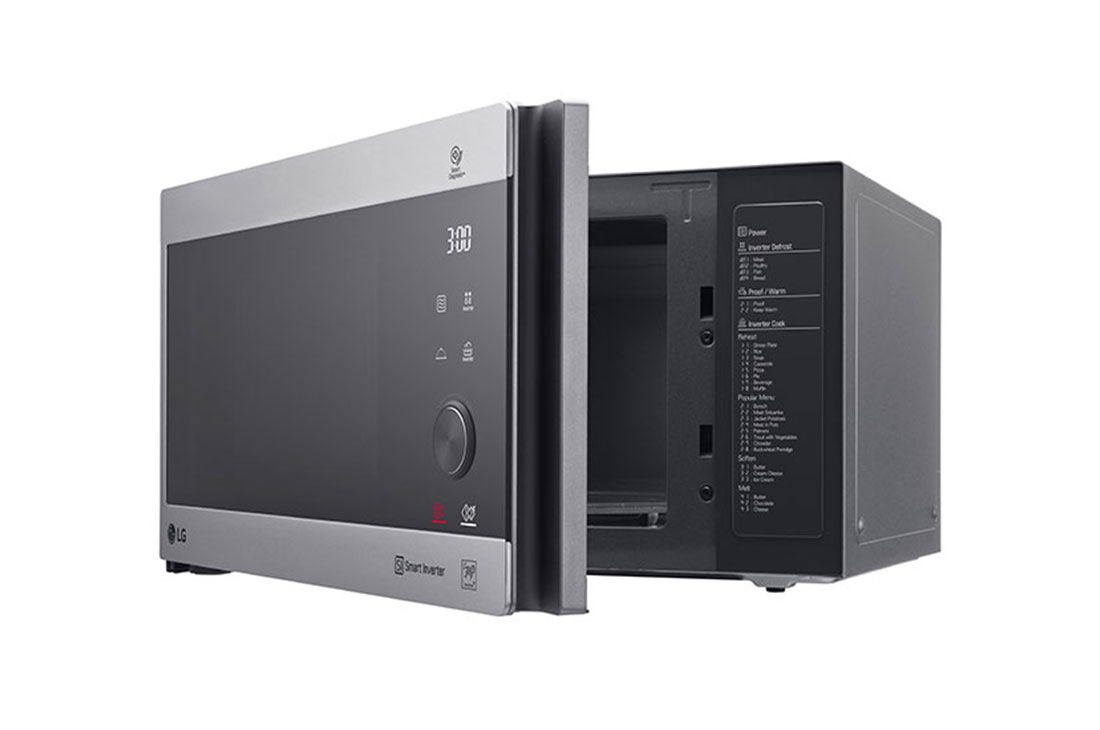 LG Four à micro-ondes de 42 litres, argent, technologie Smart Inverter avec 10 ans de garantie, gril, cuisson automatique intelligente, antibactérien, éclairage LED, right slide open, MH8265CIS, thumbnail 6
