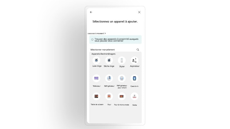 L’image montre l’écran de l’application LG ThinQ