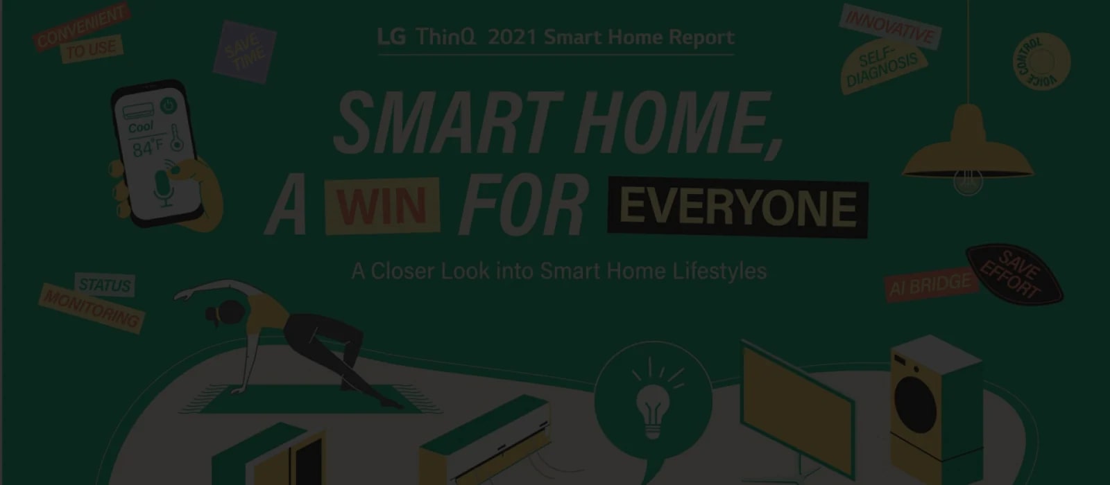 Illustration d’électroménager intelligent avec le texte « Smart home, a win for everyone »