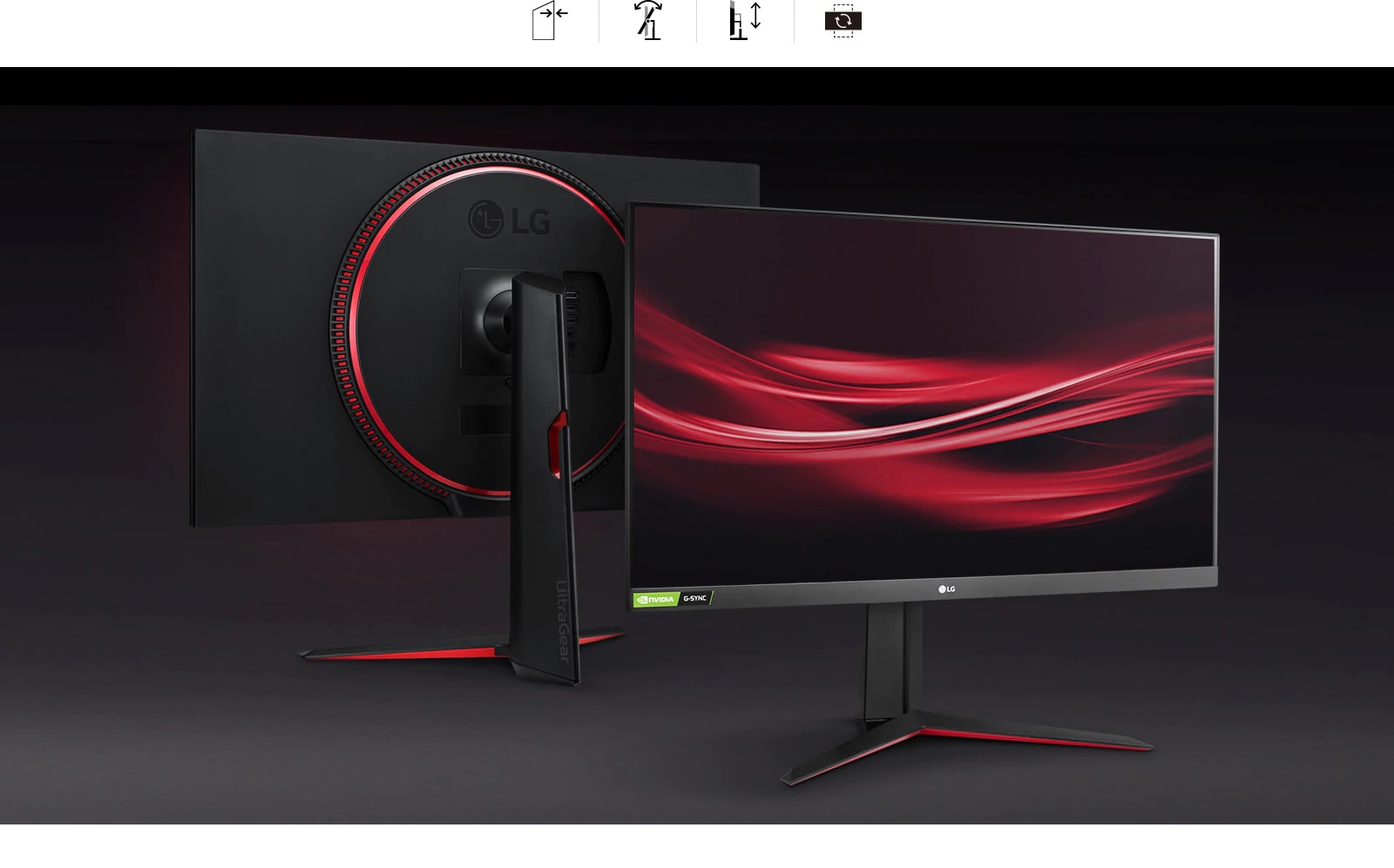 Moniteur au design élégant avec support inclinable, pivotant et réglable en hauteur