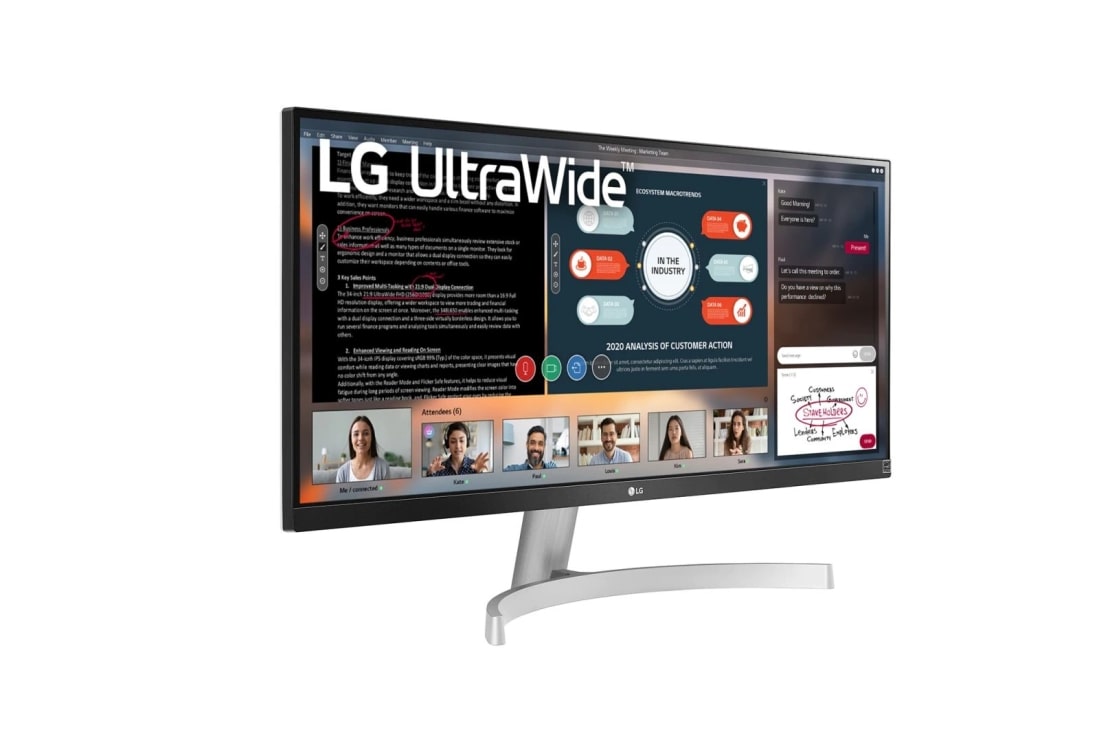 LG Moniteur 29'' Full HD UltraWide™ (2560x1080) HDR IPS, Vue en perspective, 29WN600-W, thumbnail 4