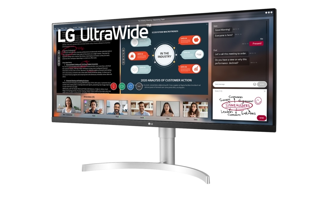 LG 34'' UltraWide™ Full HD (2560x1080) HDR IPS Monitor, vue de côté de -15 degrés, 34WN650-W, thumbnail 2