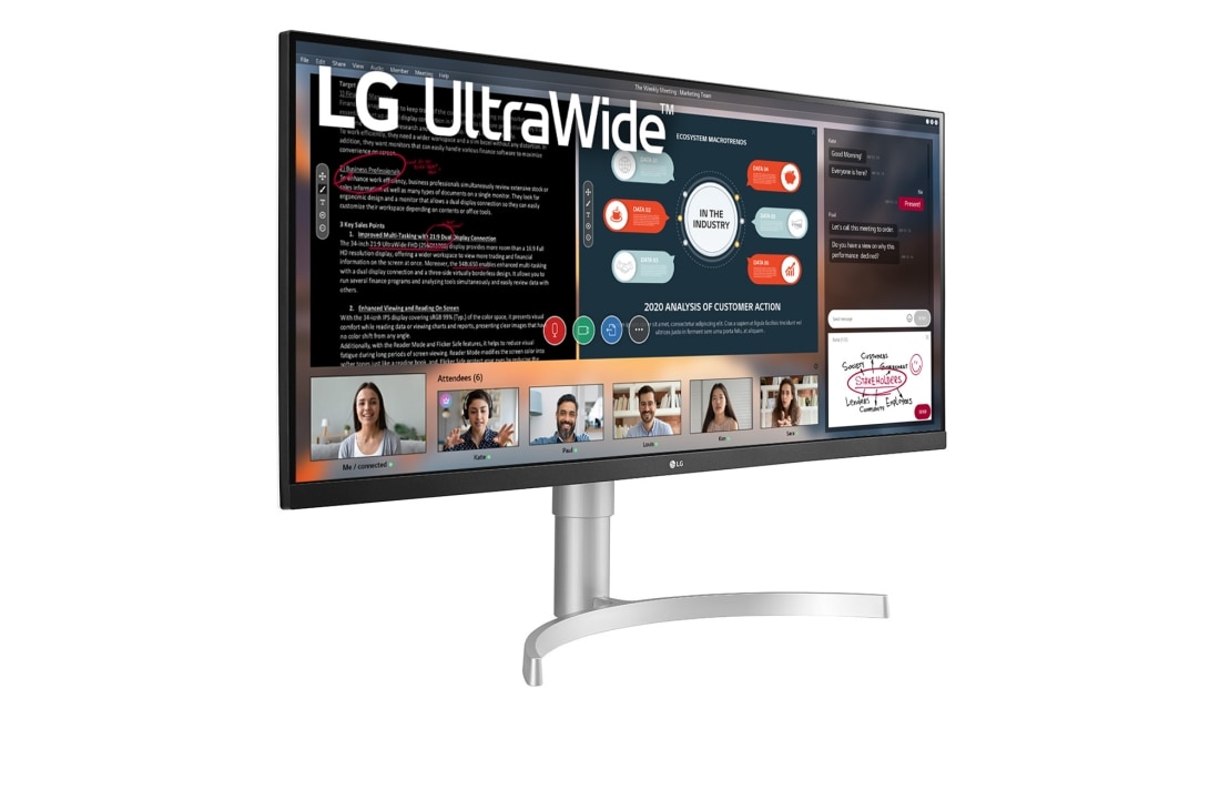 LG 34'' UltraWide™ Full HD (2560x1080) HDR IPS Monitor, Vue en perspective, 34WN650-W, thumbnail 4
