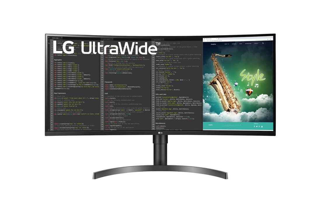 LG Moniteur incurvé UltraWide™ QHD HDR VA de 35 pouces, vue avant, 35WN65C-B