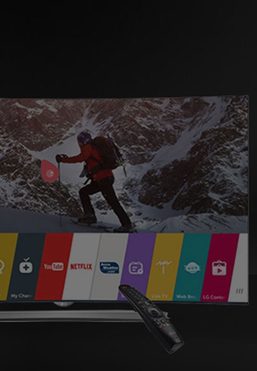 Téléviseur LG de face affichant la barre de lancement redessinée de webOS 3.5
