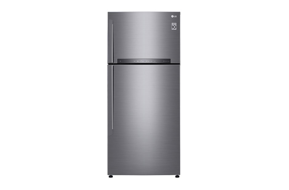 LG Réfrigérateur deux portes de 547 litres avec compresseur à onduleur Smart Inverter, Door Cooling+™ et LED tactile, ThinQ™ avec Wi-Fi - Platine argent, GN-H702HLHU