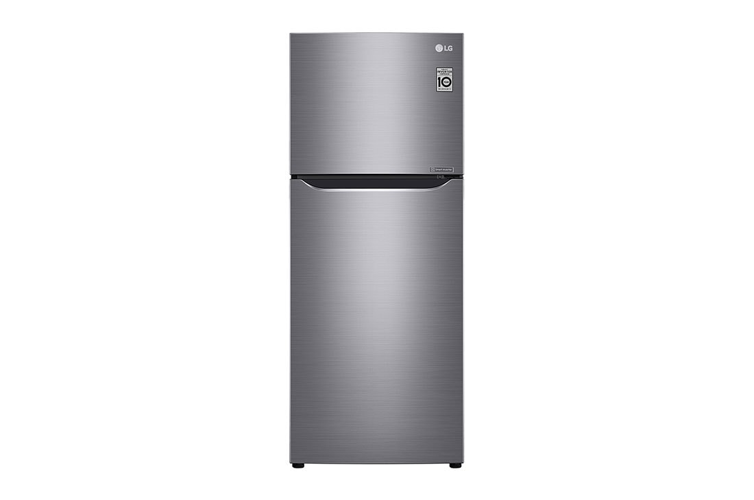 LG Réfrigérateur deux portes de 340 litres avec compresseur à onduleur Smart Inverter, Door Cooling+™ et LED tactile, ThinQ™ avec Wi-Fi - Platine argent, Front View, GL-C252SLBB