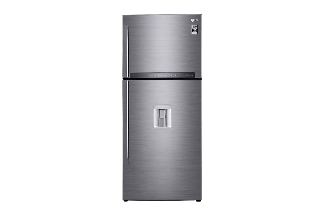 LG Réfrigérateur à compartiment congélateur supérieur de 471 l avec refroidissement de porte, LINEAR Cooling™ et HygieneFresh+™, Vue de face, GL-F502HLHL