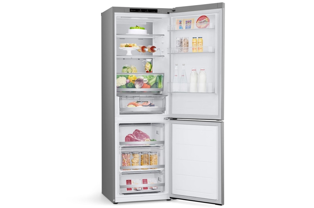 LG Réfrigérateur LG, congélateur en bas, capacité 344 litres, left side open with food , GW-B459FS6W, thumbnail 8