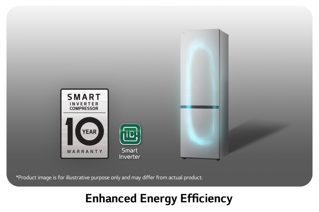 LG Réfrigérateur LG, congélateur en bas, capacité 344 litres, smart inverter , GW-B459FS6W, thumbnail 10