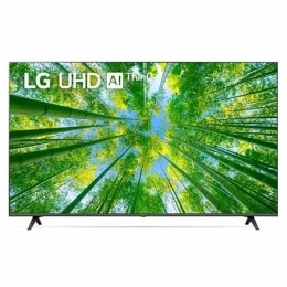 Vue avant du téléviseur UHD de LG avec image de remplissage et logo du produit2