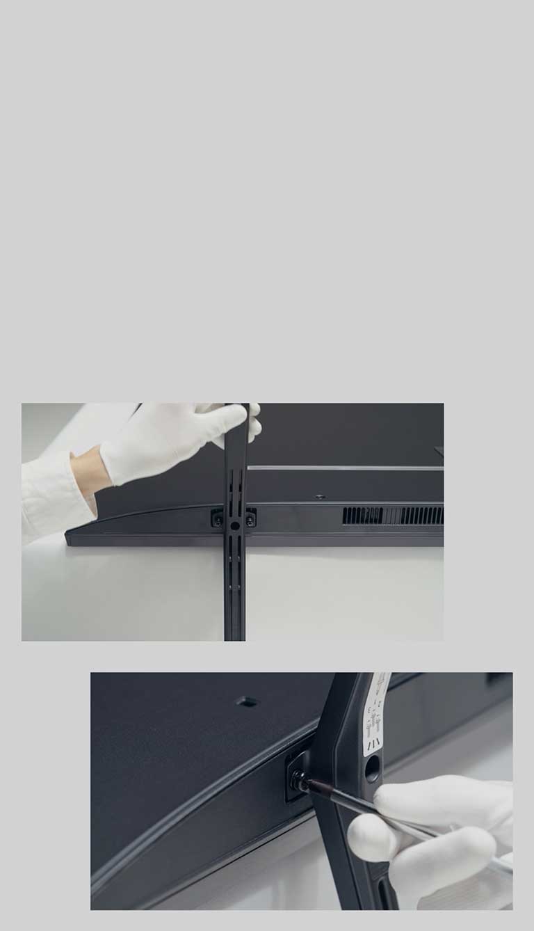Regardez la vidéo expliquant comment<br>installer le socle de votre téléviseur LG