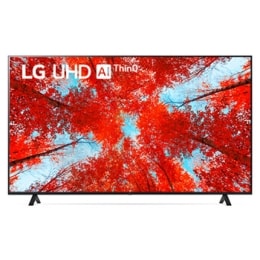 Vue avant du téléviseur UHD de LG avec image de remplissage et logo du produit2