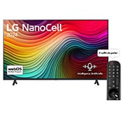LG Smart TV LG NanoCell, modèle NANO80, technologie 4K, de 75 pouces (2024), Vue avant du LG NanoCell TV, NANO80 avec le texte LG NanoCell, 2024, et le logo de webOS Re:New Program à l'écran., 75NANO80T6A, thumbnail 1