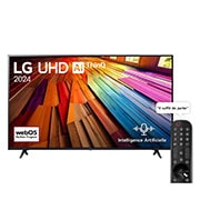 LG Smart TV  LG UHD UT80 4K, 50 pouces, Télécommande Magique IA HDR10 webOS24 20240, Vue avant du LG UHD TV, UT80 avec le texte LG UHD AI ThinQ, 2024, et le logo de webOS Re:New Program à l'écran., 50UT80006LB, thumbnail 1