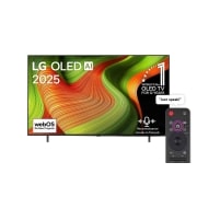 LG Smart TV LG OLED AI B5 4K 65 pouces 120 Hz Télécommande AI Magic Remote webOS25 2025 , Vue avant de la Smart TV LG OLED AI B5 4K. L’emblème OLED numéro 1 dans le monde pendant 12 ans et le logo LG OLED AI 2025 sont à l’écran., OLED65B56LA, thumbnail 1