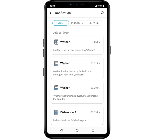 L’interface utilisateur de l’application LG ThinQ montre un climatiseur LG qui fonctionne et indique la température intérieure et le taux d’humidité.
