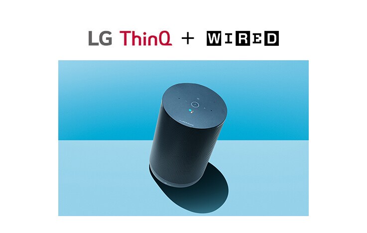  L’enceinte LG XBOOM AI ThinQ apparaît sur un fond bleu