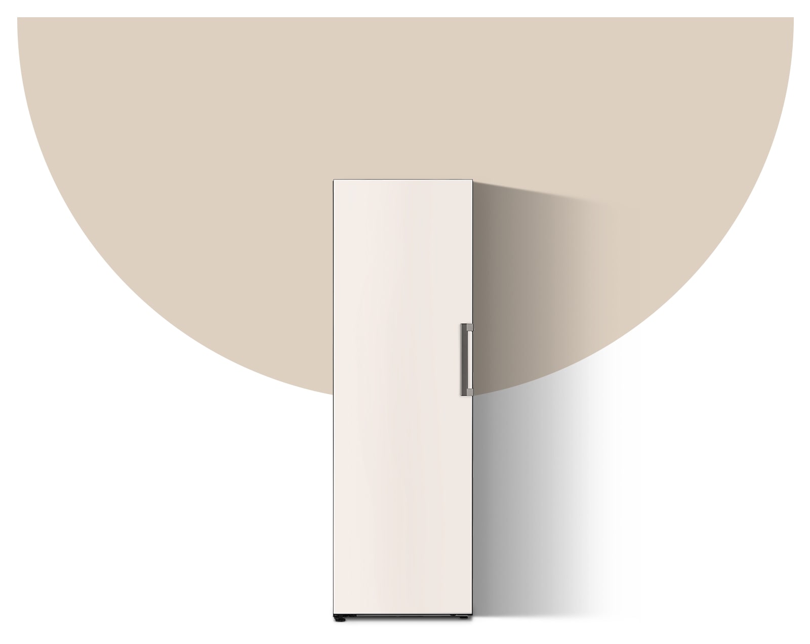 It shows a mist beige color LG Freezer Objet Collection.