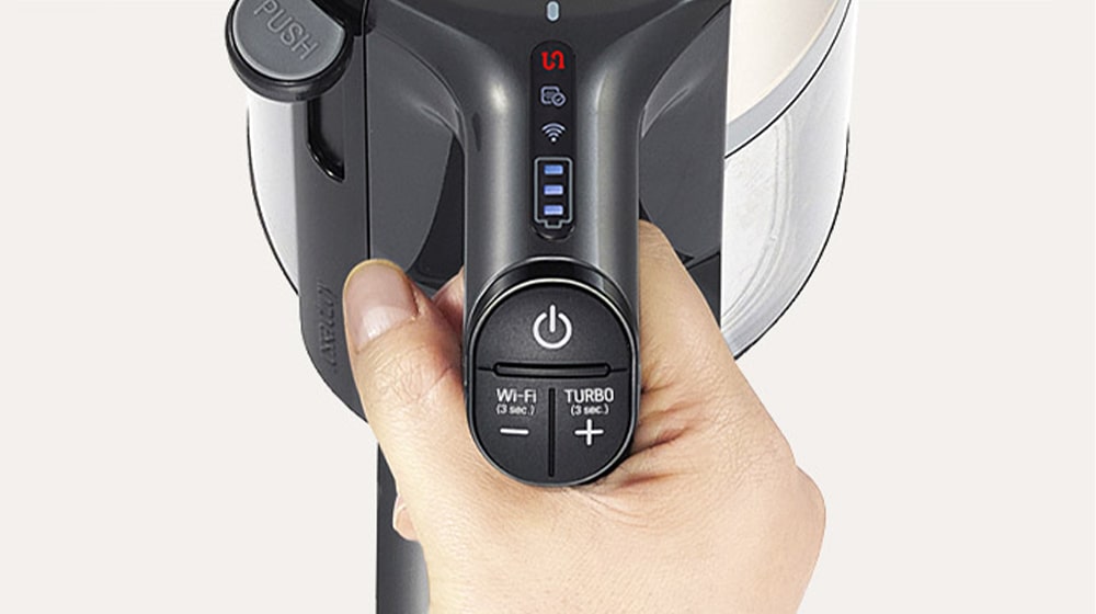 顯示吸塵器把手和把手上的按鈕。
