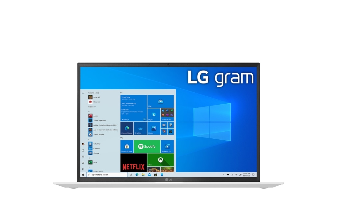 LG gram 17” 輕贏隨型 極致輕薄筆電 – 冰雪白 (i5), 正視圖, 17Z90P-G