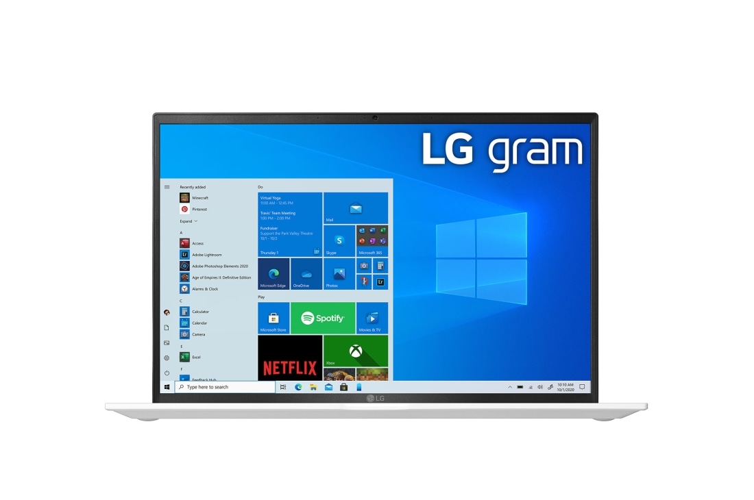 LG gram 14” 輕贏隨型 極致輕薄筆電 – 冰雪白 (i5), 正視圖, 14Z90P-G