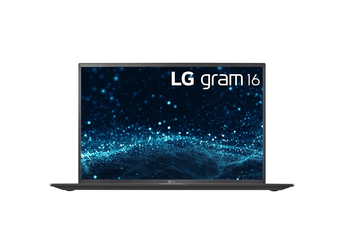 LG gram 16” 輕贏隨型 極致輕薄筆電 – 曜石黑 (i5), 正視圖, 16Z90P-G