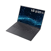 LG gram 16” 輕贏隨型 極致輕薄筆電 – 曜石黑 (i7), -30 度側視圖，電腦蓋打開, 16Z90P-G, thumbnail 5