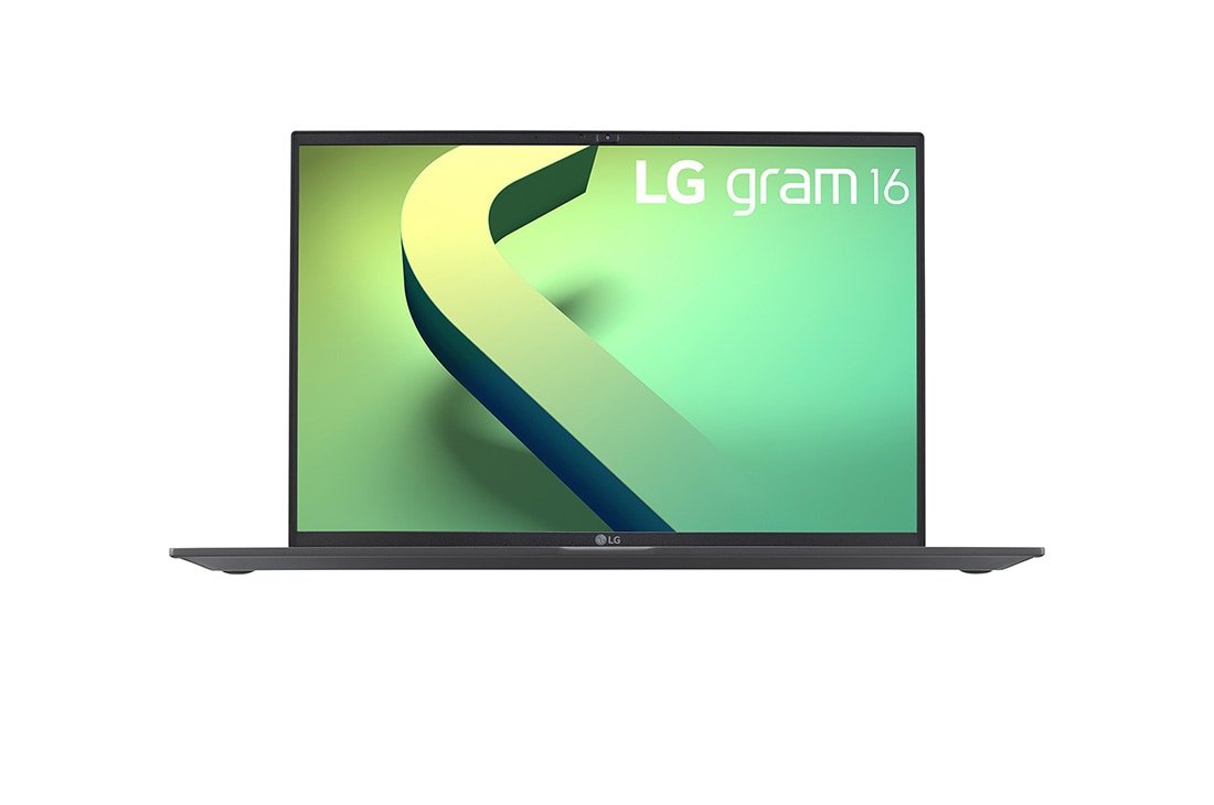 LG gram 16'' 輕贏隨型 極致輕薄筆電 - 沉靜灰 (i5) 配備NVIDIA<sup>®</sup> GeForce<sup>®</sup> RTX™ , 正視圖, 16Z90Q-E